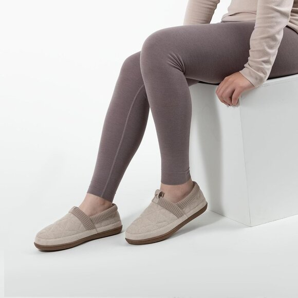 Women's Closed Back Knit Cuff Warm Lining Tan Memory Foam Sole Slippers Boot - Picture 6 of 6